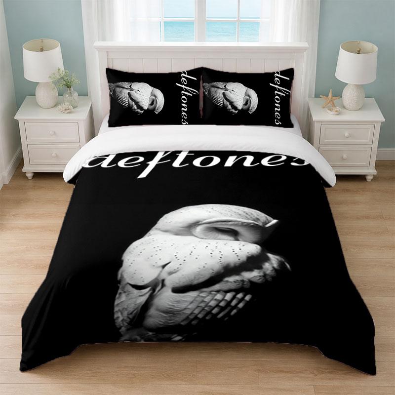 Deftones Schlafzimmer 3-teiliges Bettwäsche-Set Weiches Bettlaken Kissenbezüge Heim-Bettwäsche Dekoration