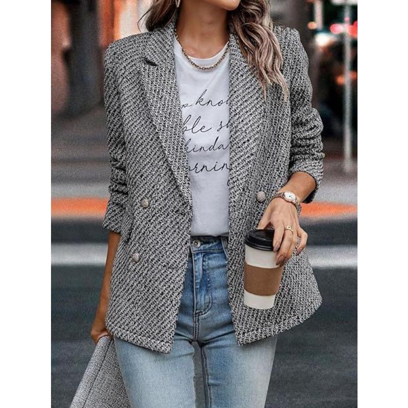 Women's New Small Suit Temperament Small Fragrance Slim Pocket Medium Long Coat Women's Clothing