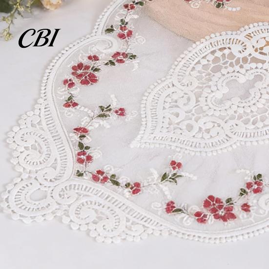 Anti Scalding Table Mats Floral Embroidered Lace Doily, Vintage Style Sheer Placemat, Mat Decorative Fabric for Restaurants Elegant Doilies Tea Party,