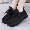 Fashion Women's Breathable Mesh Slip-On Shoes Summer Anti-Slip Wedge Casual Footwear Soft Bottom Lace-Up Sneakers Women Mesh Shoes