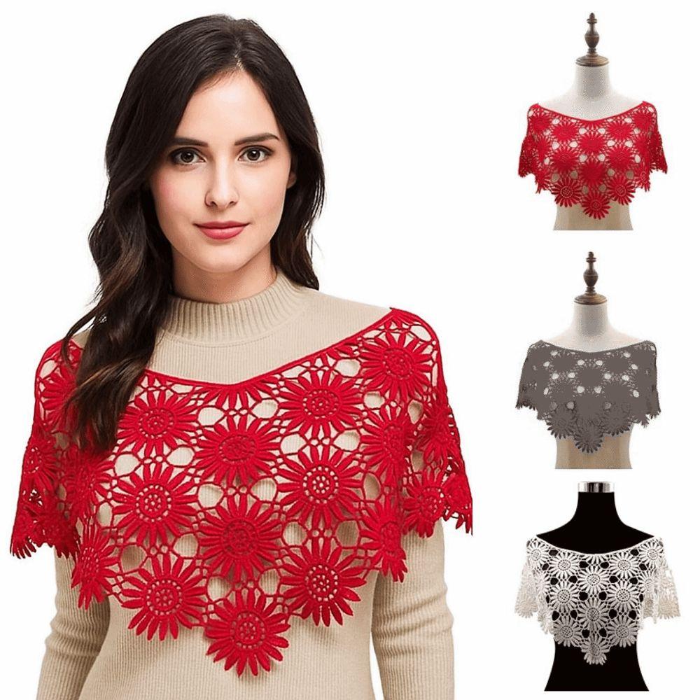 Boho Chic Lace Shawl Poncho Creative Hollow Out Vest False Crochet Collar  Clothes Decoration