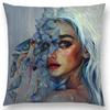 Gorgeous Oil Painting Cushion Cover Miracle Girl Wonder Beauty   Beautiful Queen Narwhal Cat Swan Sofa Pillow Case