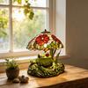 Frosch & Blume Tischlampe Handgefertigtes Harzdekor mit Warmem Schein Dekorative Nachtleuchte für Schlafzimmer