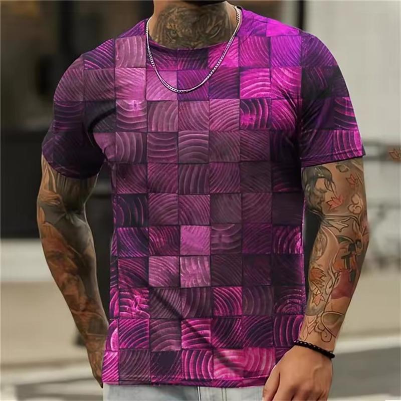 Summer Fun Men's Women's Fashion 3d Print Abstract Plaid Vintage High Quality Polyester T-shirt Casual Round Neck T-shirt