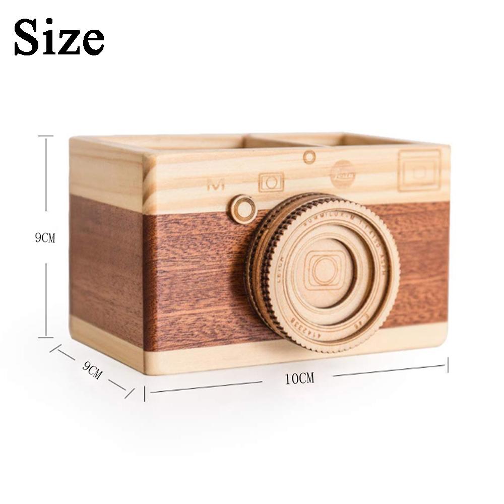Box Creative Camera Crafts Desk Accessories Wooden Pen Holder Makeup Organizer Pencil Holder