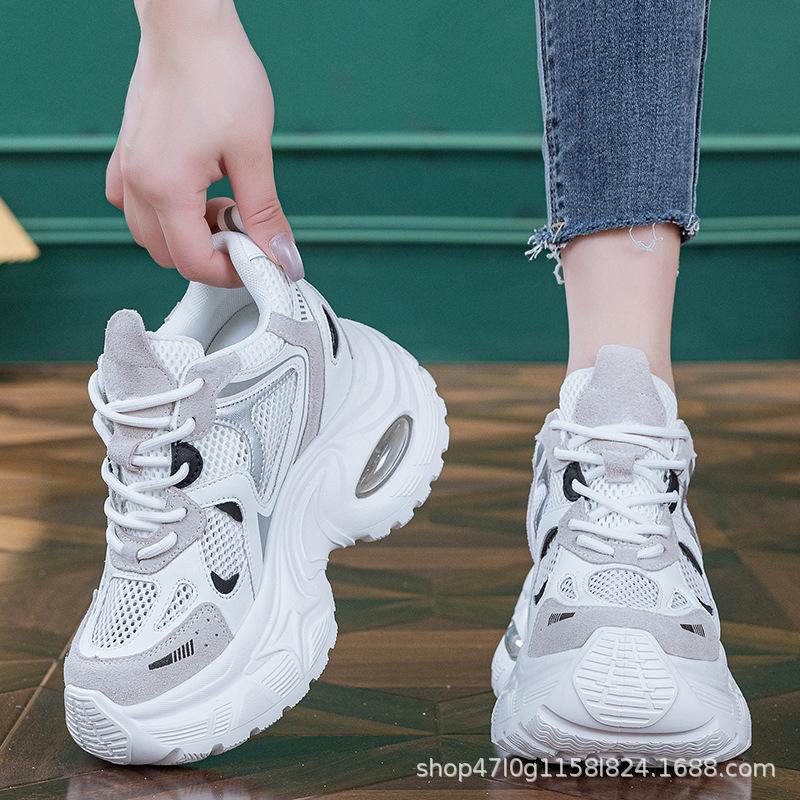 Νέα αναπνεύσιμα παπούτσια τύπου "dad shoes" με αύξηση εσωτερικού ύψους, πλατφόρμα, πλέγμα, μικρά αθλητικά και παπούτσια ελεύθερου χρόνου
