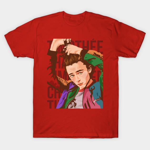 

Men Black Print T-shirt Timothee Chalamet No-Cut Transfer Paper Print Cotton Tshirt 4XL