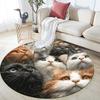 Curious Cat Round Area Rug,Carpet Rug for Living Room Bedroom Sofa Playroom Decor,Non-slip Floor Mat