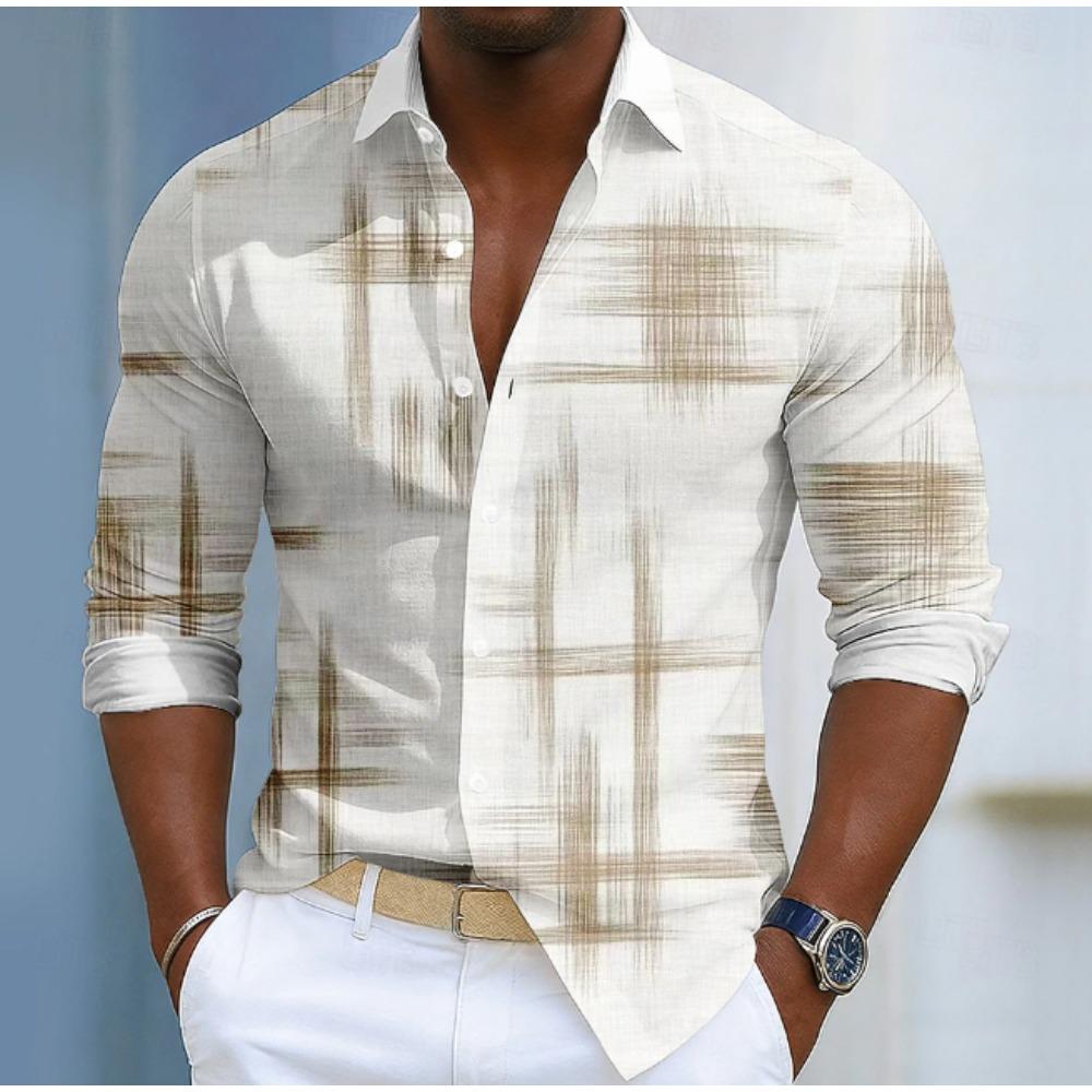 Men's Stripe Printed Long Sleeve Shirts Casual Cardigan New Button Holiday Fashion Shirts