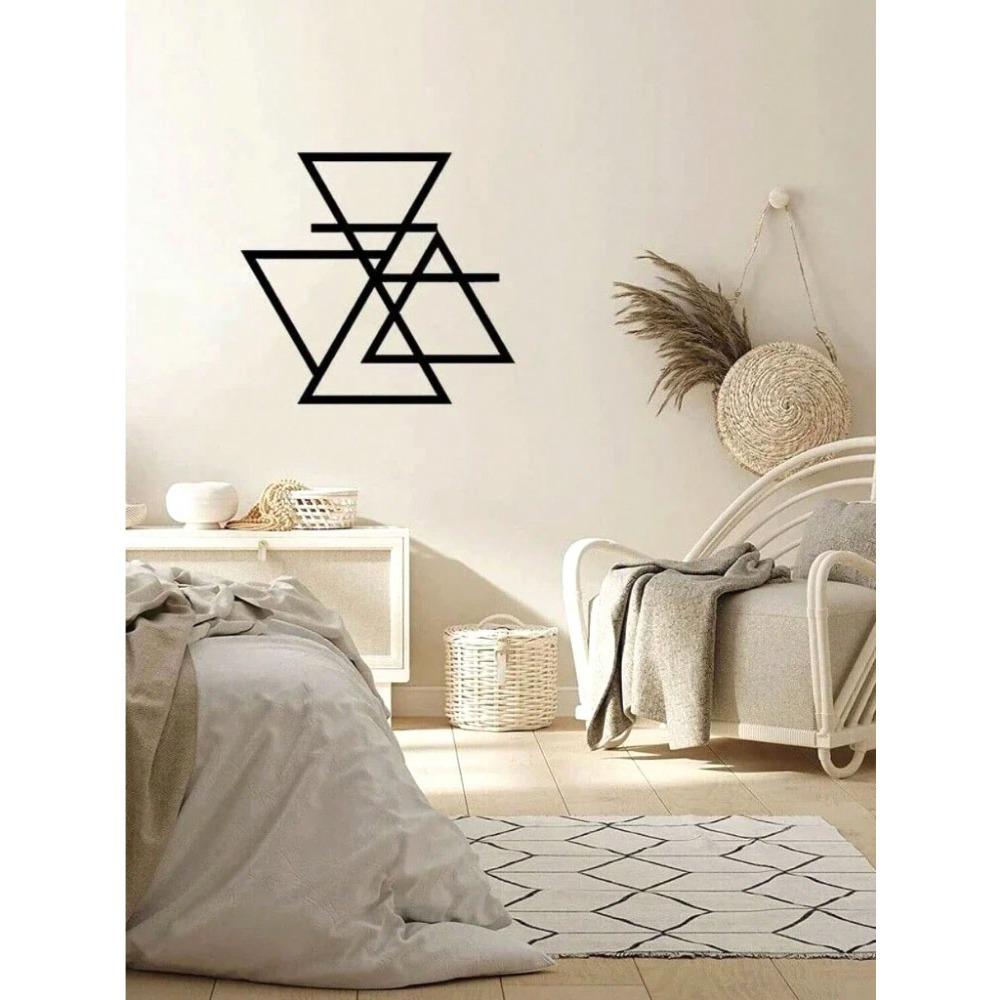 1 pc black geometric metal wall decor, minimalist design for living room, bedroom, office