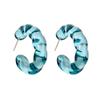 2023 neue Neue Persönlichkeit Transparent Kleine Frische Einfache Übertrieben C-Förmigen Harz Blau Twist Ohrringe