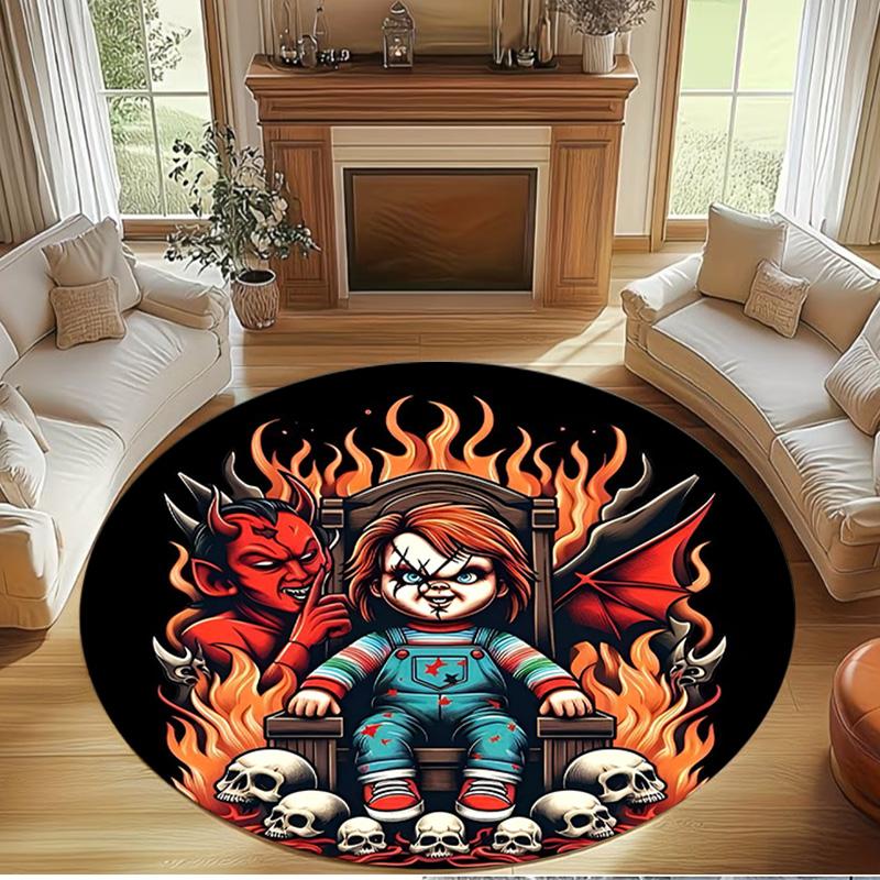 Bride of Chucky Print Round Rug, Washable Floor Carpet, For Entryway Dorm Laundry Room Office Study, Home Decor Birthday Christmas Gift