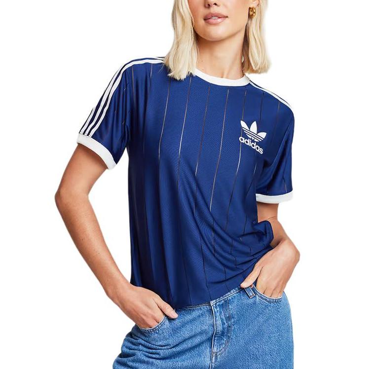 Adidas Originals 3 Stripes T Shirt Women's Dark Blue IR7466