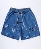 Seuteulaikeu Blue Wash Multi-Hue Painted Denim Shorts (Relax)