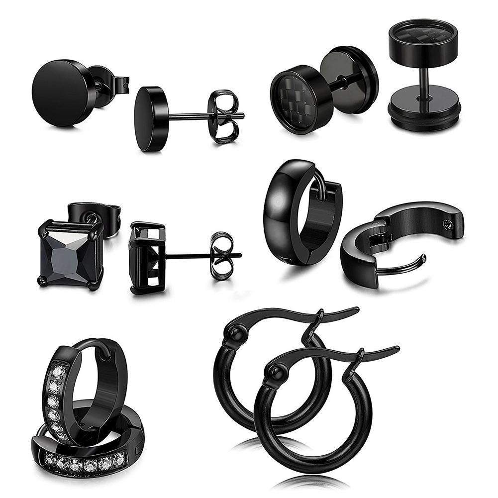 Bluelans Ohrringe Stahl Ohrringe Paare Edelstahl Unisex Schmuck Huggie Stecker 6