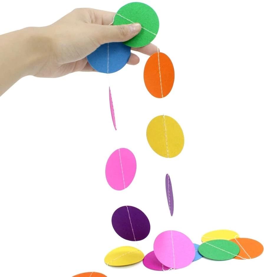 Rainbow Color Round Garland String Hang Banner Bunting Wedding Baby Shower Adult Kids Birthday Party Decoration Craft Supplies
