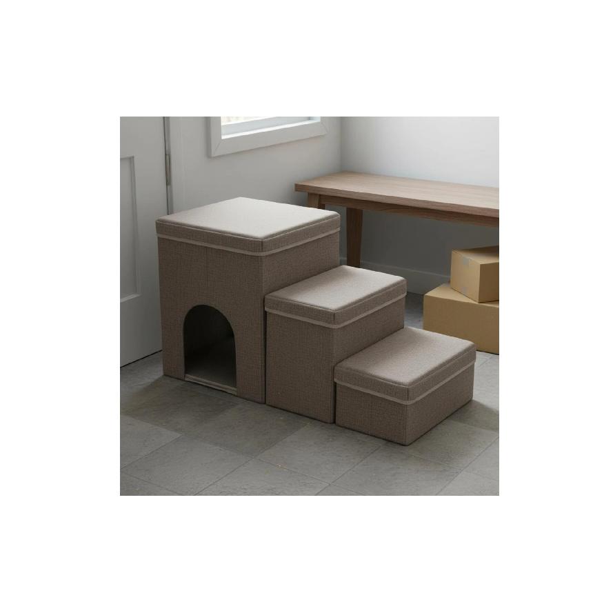 Pet Steps Upholstered Pet Stair Step Dog Stairs Cushioned Dog Steps Boxy for Pets, Bed, Sofa