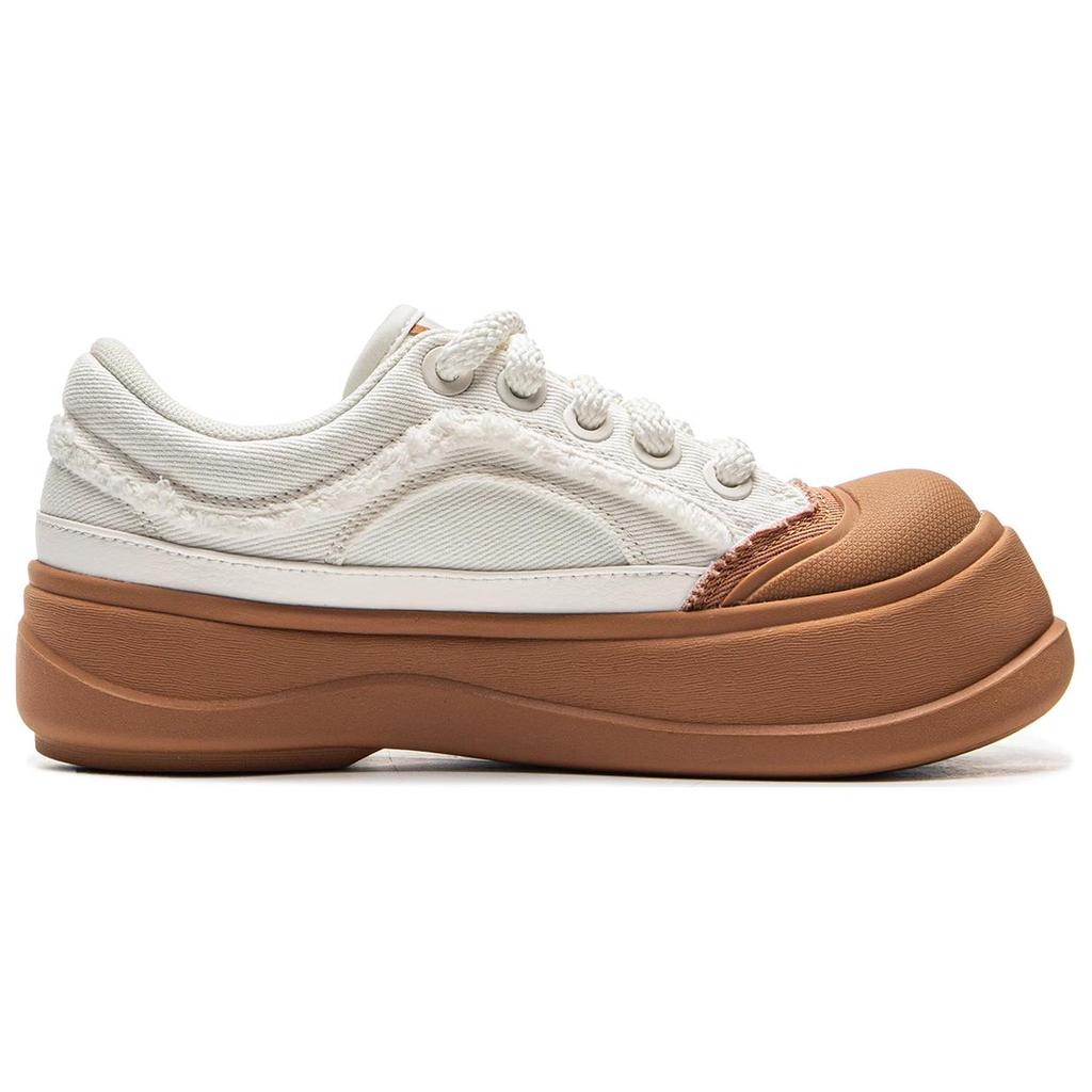 Li-Ning Honning Tyk Såle Platform Sneakers Klassiske Komfortable Trendy Sklisikre Slitesterke Lavsko Damesneakers Hvit Brun AGCV096-1