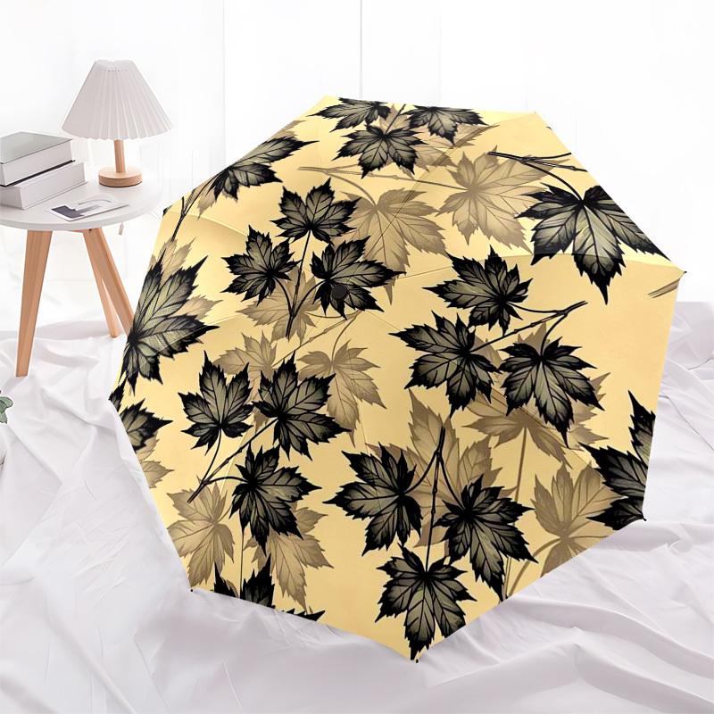 1pc Autumn Leaves Pattern Umbrella with Plastic Handle,Suitable for All Seasons Umbrellaptys26067