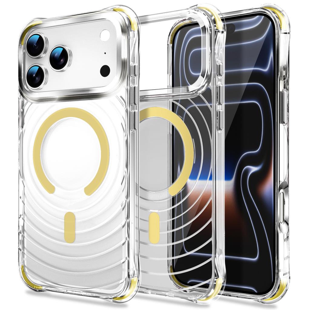 Applicable to iPhone18ProMax mobile phone case Apple 17 airbag transparent magnetic suction 16 four corners anti-drop 15 sets