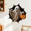 Festive Wall Art for Living Room Halloween Break-in 3D Decals, Illusion Effect Spooky Breaking Through Seasonal Home Accents Sticker, Horror