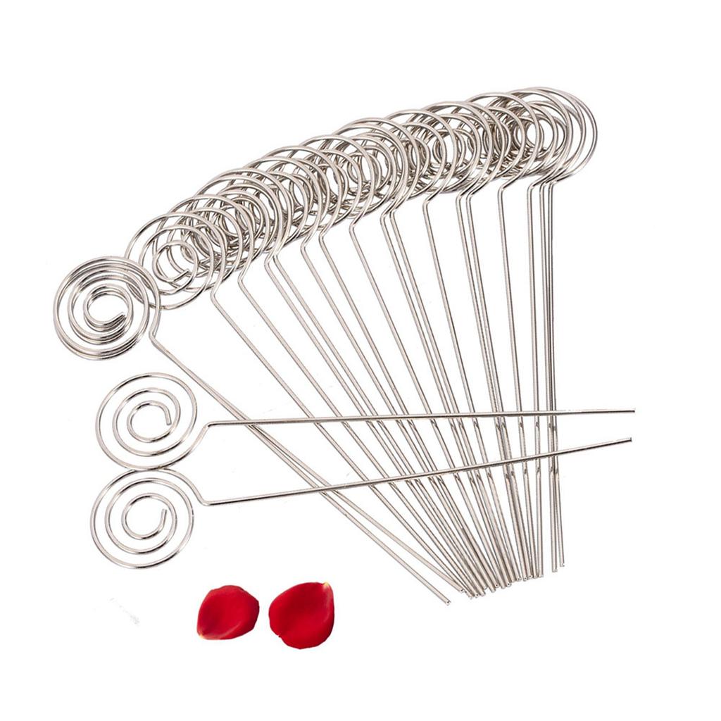 50 x Silver Round Wires Photo Card Picture Memo Paper Note Display Clip Holders Round Shape