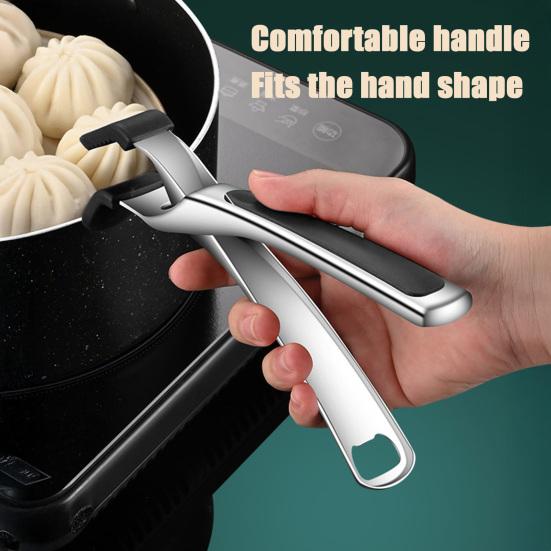 Verbrühschutz-Clip Edelstahl Küchenzange Ergonomischer Griff Anti-Rutsch-Silikonklemme Heißplatten Schüsseln Kochgeschirr Handhabungsclip Kochwerkzeug