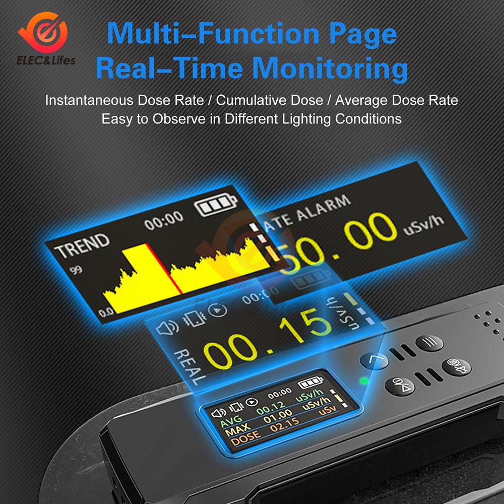 1.96" Color Screen Geiger counter High Precision Nuclear Radiation Detector X-ray Beta Gamma Detector Geiger Counter Dosimeter