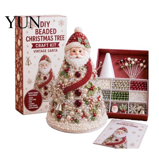 Creative Hobby Kits for Adults DIY Christmas Tree Beading Kit Beginners, Handmade 3D Ornament with Full Beaded Figurine Making Set Tools And