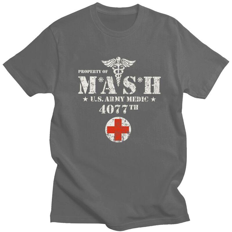 Custom Vintage Mash Tv Show Tshirts for Men Short Sleeves Casual T Shirt Cool Tshirts Loose Fit 100 Cotton Tees Gift