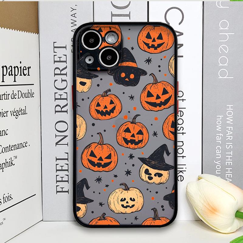 Cartoon Halloween Pumpkin Ghost Bat Pattern Phone Case for IPhone 11 12 13 14 16 15 Pro Max Mini XS X XR 7 8 Plus SE2 Back Cover