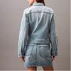 Calvin Klein Solid Color Lapel Single-Breasted Long Sleeve Denim Jacket Women jackets Medium-Blue 40730WP-400