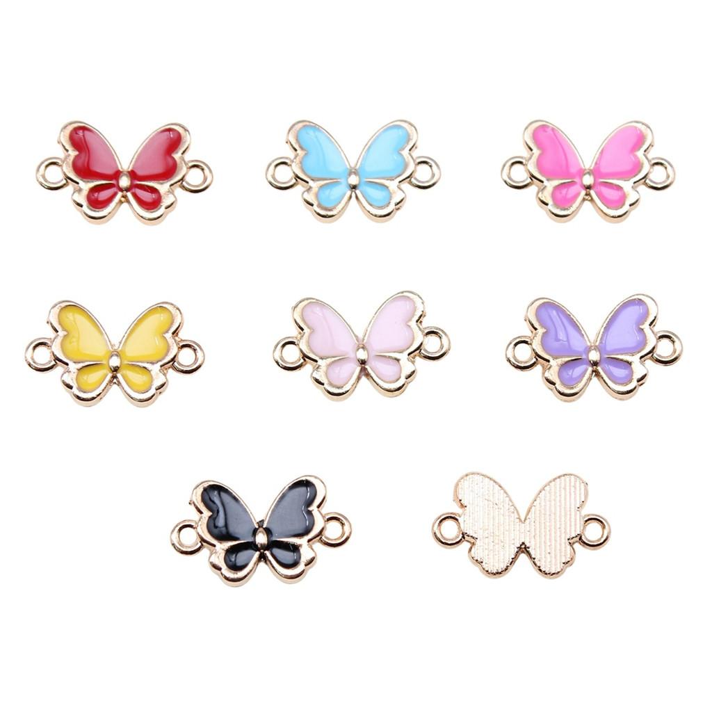Enamel Charms Multi Color Butterfly Pendants For Floral Themed Jewelry