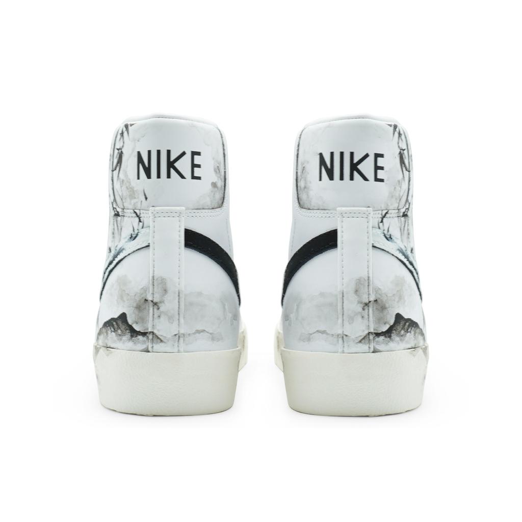 Nike Blazer Thermal Slip Resistant And Abrasion Resistant High top Skateboard Shoes Unisex Black White BQ6806-100(Team256-)