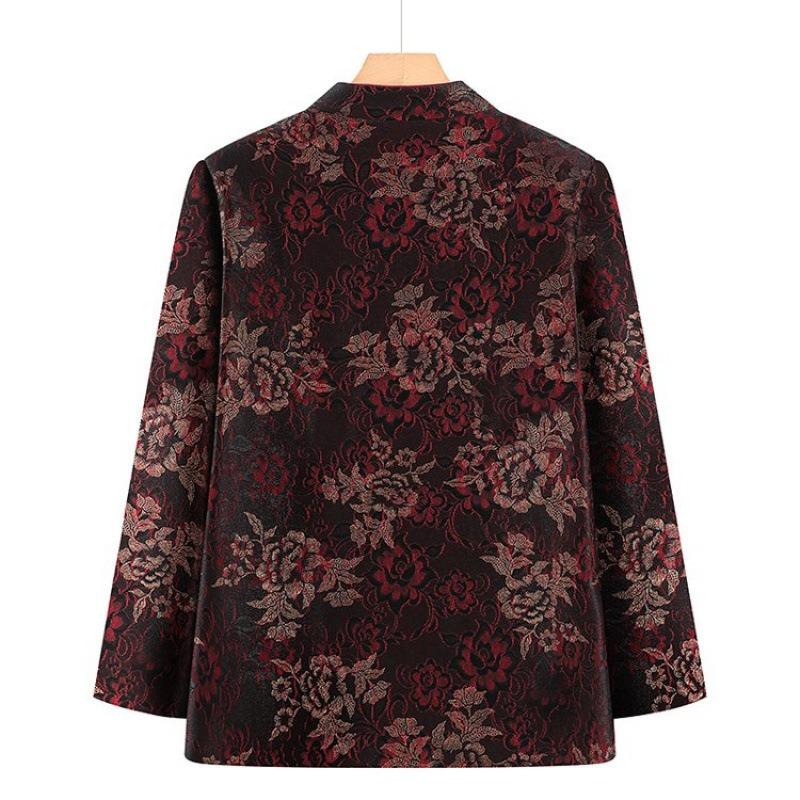 Women's Autumn Coat Stand-up Collar Wear Old Lady Top Women