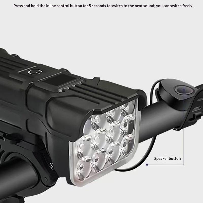 Bike Light With 140 Db Horntype-C Rechargeable Mountain Bike Deadlight 12 Led Bicycle Safety Light For Night Riding