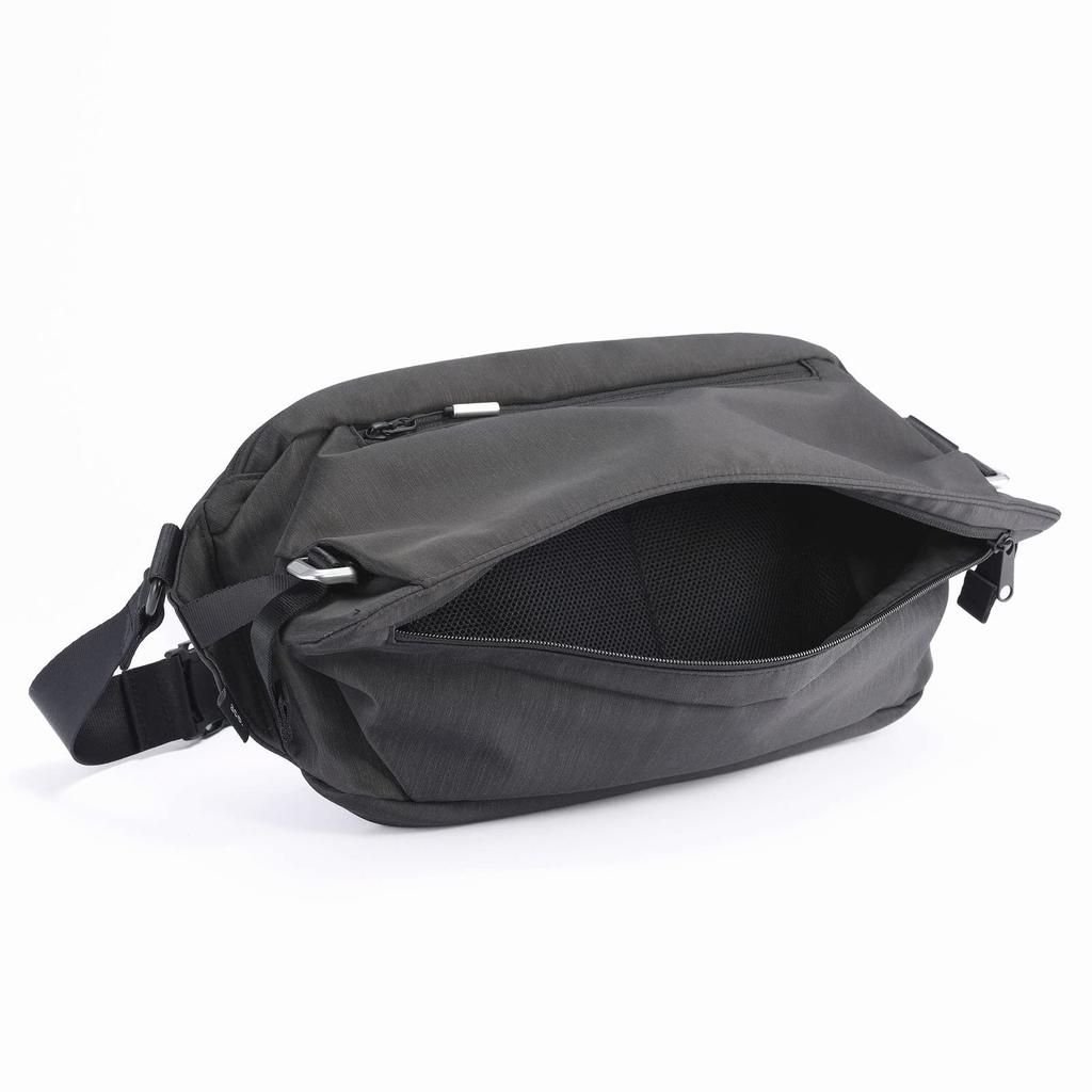 Body Bag Cross Ring Heather Heathered Finish Expandable B5 Tablet Water Repellent PET Bottle 68027 Black [Acegene] Men's 3/6L