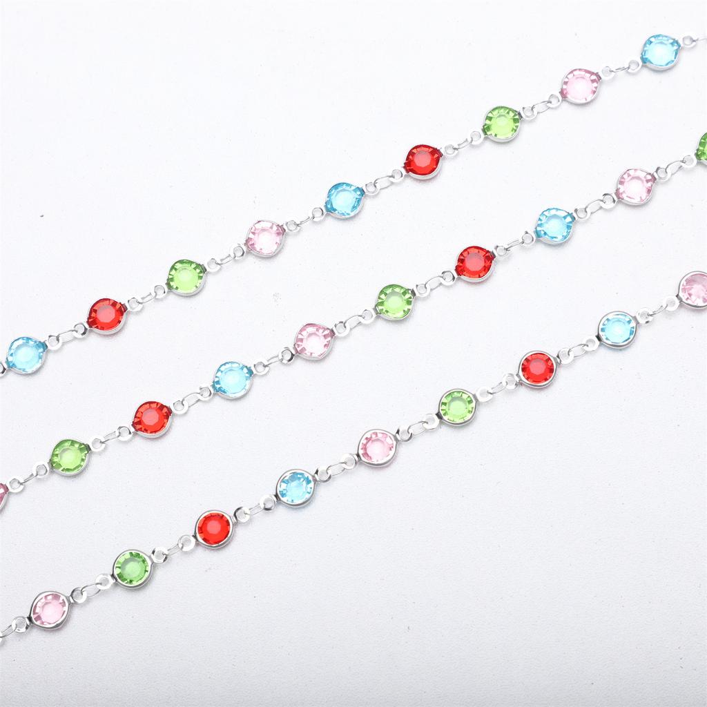 JMXD Personalized Titanium Steel Bracelet, Crystal Chain with Colorful Diamonds Inlay, Unique Design for Daily & Special Occasions