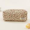 Cute Floral Cotton Pen Pouch Makeup Bag Travel Organizer With Stitching Red/yellow/pink
