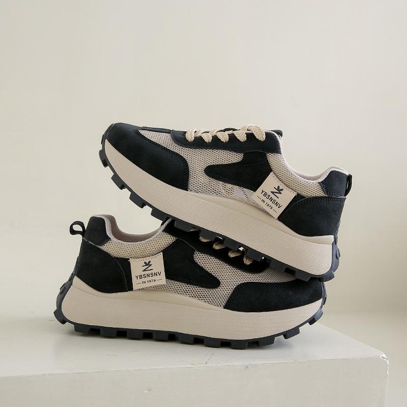 Thick-soled Through-net Sports and Leisure Shoes Women's Spring New Lightweight Dad Shoes Versatile Student Running Shoes