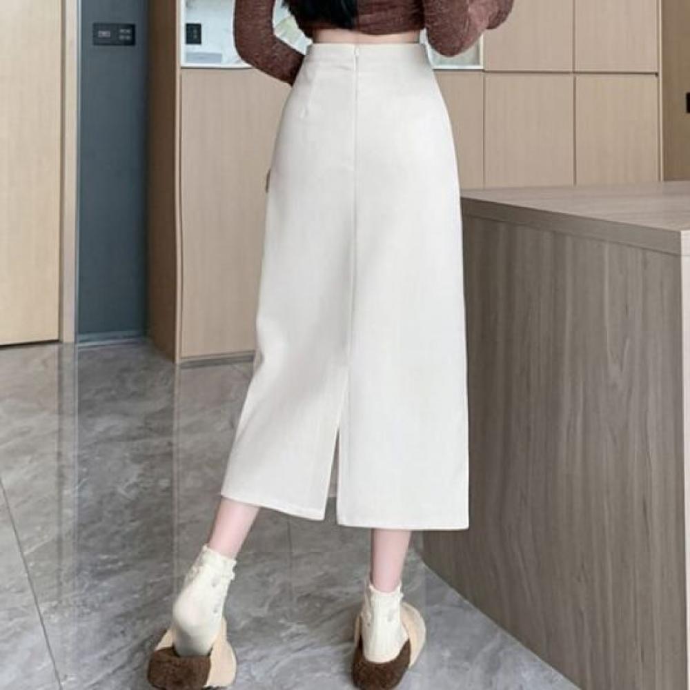 Navava Women Simple Solid Corduroy Skirt Ns438