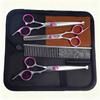 Portable Pet Grooming Scissor Set: Flat & Curved Hairdressing Tools