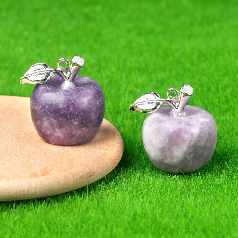 Natural Semi Precious Stone Crystal Mini Apple Pendant for DIY Pendant Thanksgiving Gifts Room Office Decoration Collectibles
