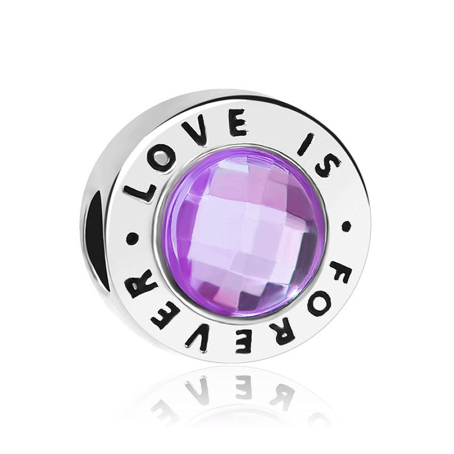 

Newest 1pc European Round White Pink Love Is Forever Diy Bead Fit Charm Bracelet F011