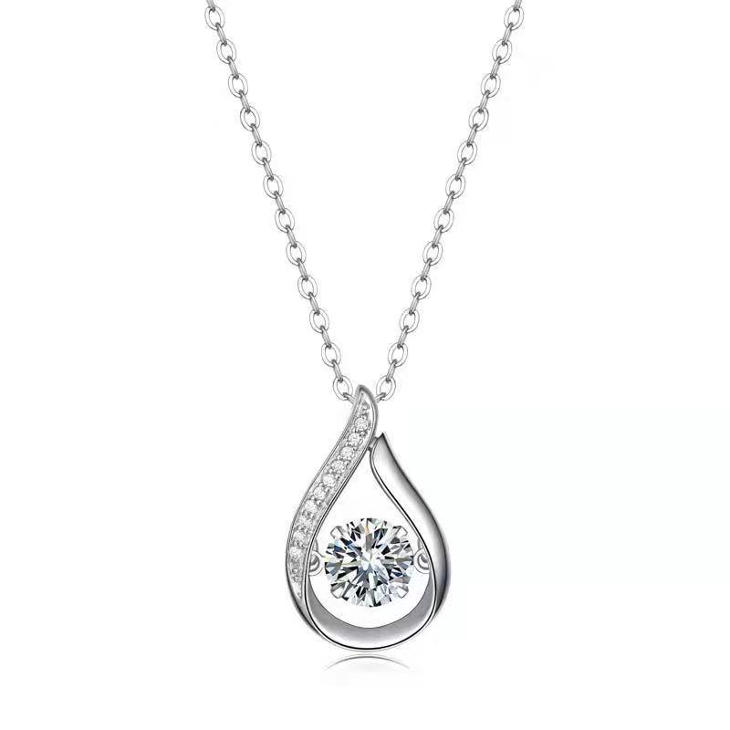 S925 Moissanite Silver Teardrop Necklace - Women s Luxury Clavicle Chain Jewelry 925 Silver