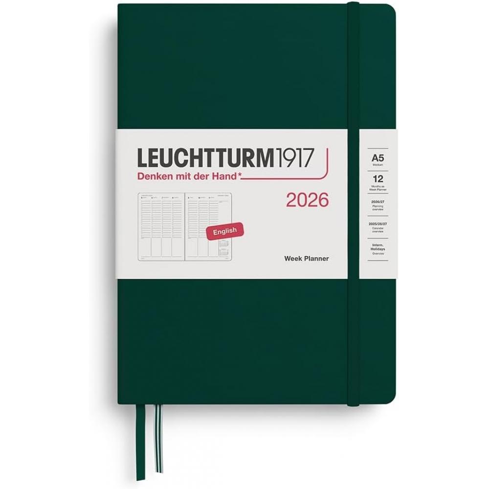 Leuchtturm1917 Diary A5 Weekly Vertical Forest Green 2026 January Start