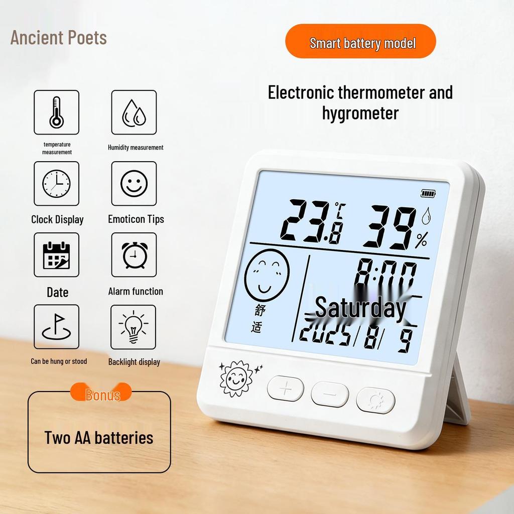 High-Precision Indoor Temperature & Humidity Meter with Magnetic Mount and Large-Display