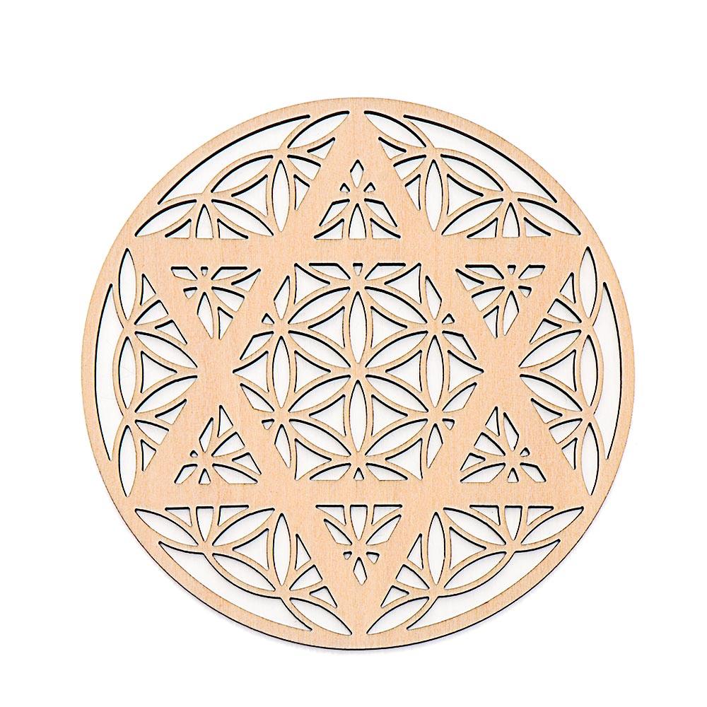 Collectibles Arts And Crafts Decor Healing Round Edge Wood Circles Carved Chakra Pattern Coaster