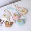 Small Daisy Children Beach Straw Hat Wide Brim Fisherman Hat Outdoor Straw Bag Cap Set  Summer
