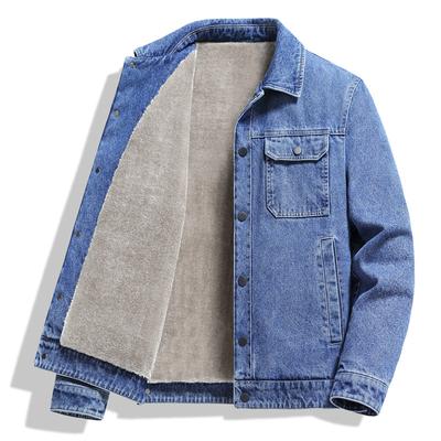 Winter Verdikte Casual Heren Kasjmier Denim Jas Lam Kasjmier Revers Top Grote Maat Trend Herenkleding